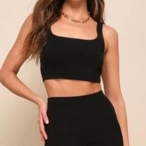 Lulu's Elegant Black Crop Top